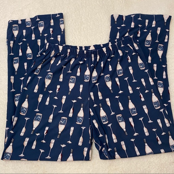 Pajama bottoms with Wine bottles and glasses. - Picture 2 of 2